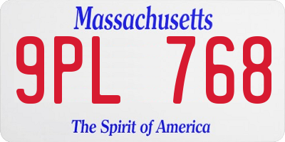 MA license plate 9PL768