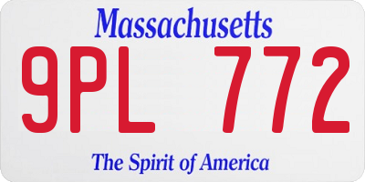 MA license plate 9PL772