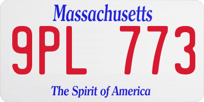 MA license plate 9PL773