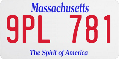 MA license plate 9PL781