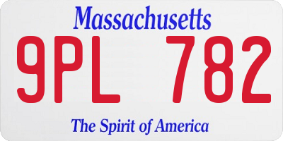 MA license plate 9PL782