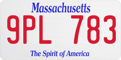 MA license plate 9PL783