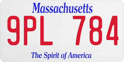 MA license plate 9PL784