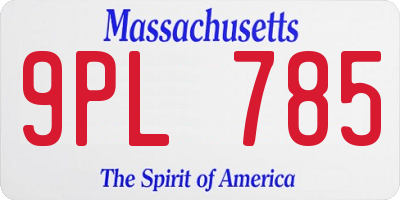 MA license plate 9PL785