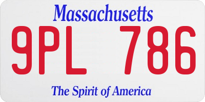 MA license plate 9PL786