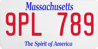 MA license plate 9PL789