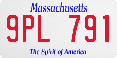 MA license plate 9PL791