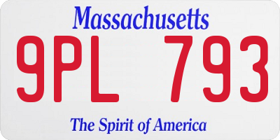 MA license plate 9PL793