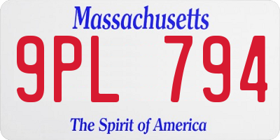 MA license plate 9PL794