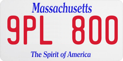 MA license plate 9PL800