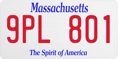 MA license plate 9PL801