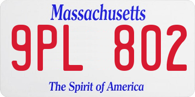 MA license plate 9PL802
