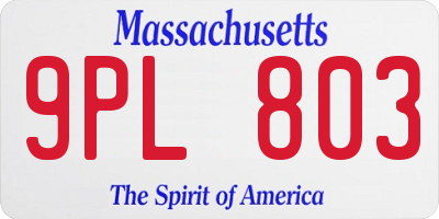 MA license plate 9PL803