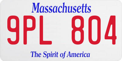 MA license plate 9PL804