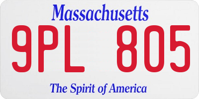 MA license plate 9PL805