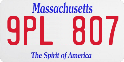 MA license plate 9PL807