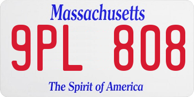 MA license plate 9PL808