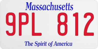 MA license plate 9PL812