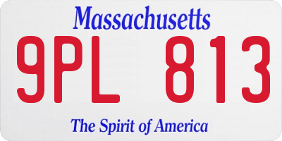 MA license plate 9PL813