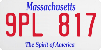 MA license plate 9PL817