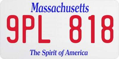 MA license plate 9PL818