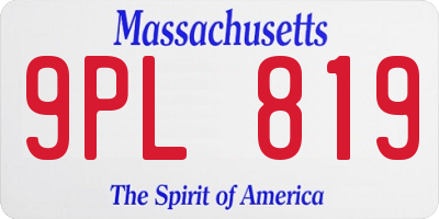 MA license plate 9PL819