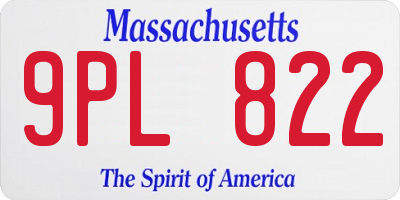 MA license plate 9PL822
