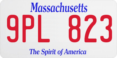 MA license plate 9PL823