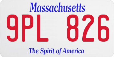 MA license plate 9PL826