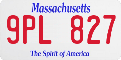 MA license plate 9PL827