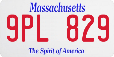 MA license plate 9PL829