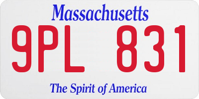 MA license plate 9PL831