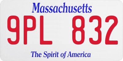 MA license plate 9PL832