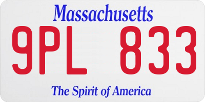 MA license plate 9PL833