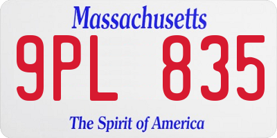 MA license plate 9PL835