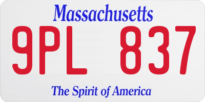 MA license plate 9PL837