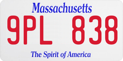 MA license plate 9PL838