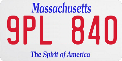 MA license plate 9PL840