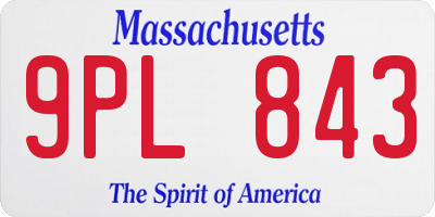 MA license plate 9PL843