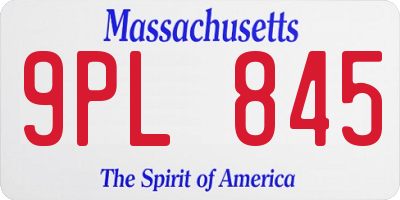 MA license plate 9PL845