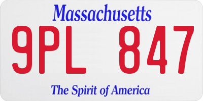 MA license plate 9PL847