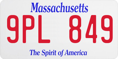 MA license plate 9PL849