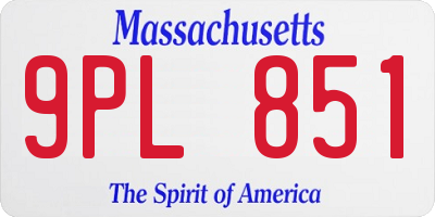 MA license plate 9PL851