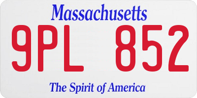MA license plate 9PL852