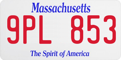 MA license plate 9PL853
