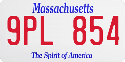MA license plate 9PL854