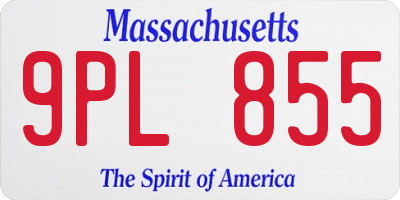 MA license plate 9PL855