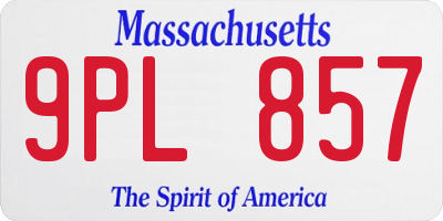 MA license plate 9PL857