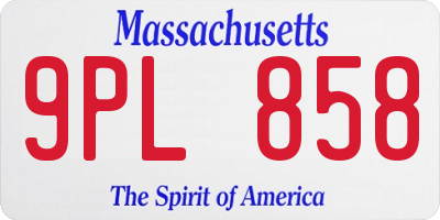 MA license plate 9PL858