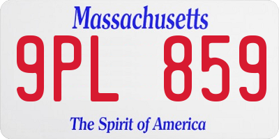 MA license plate 9PL859